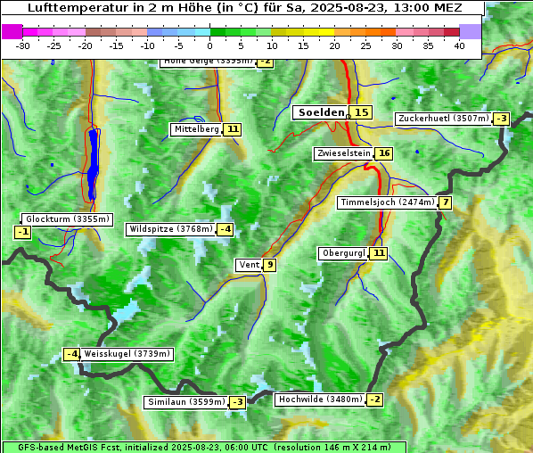 Temperatur, 23. 8. 2025