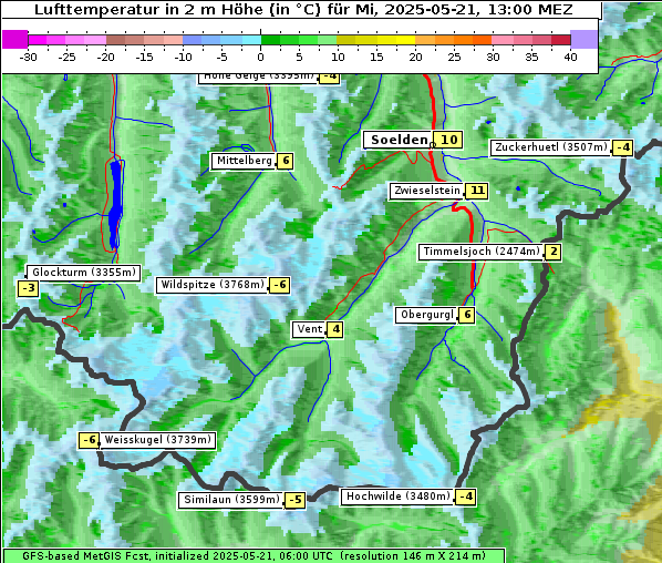 Temperatur, 21. 5. 2025