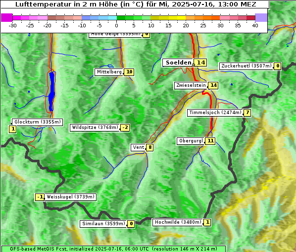 Temperatur, 16. 7. 2025