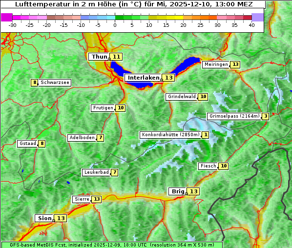 Temperatur, 10. 12. 2025