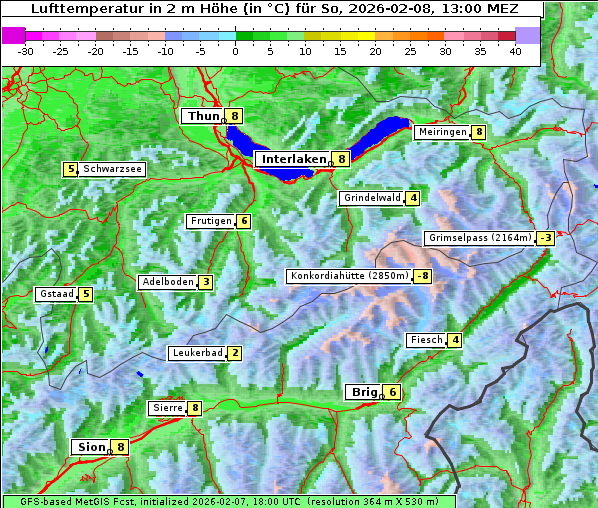 Temperatur, 8. 2. 2026