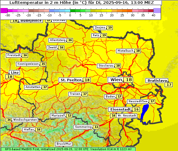 Temperatur, 16. 9. 2025
