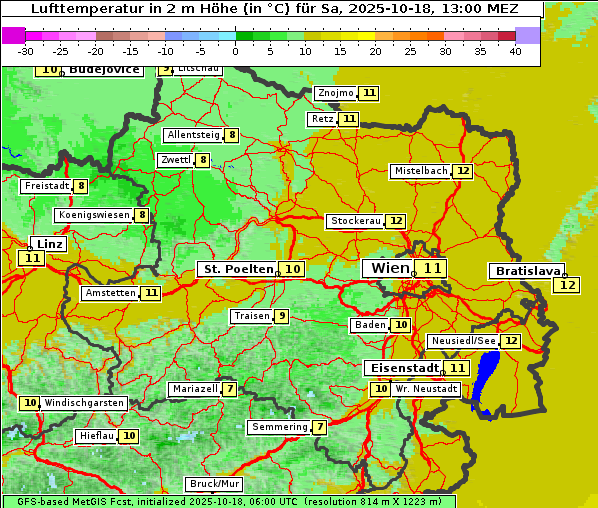 Temperatur, 18. 10. 2025