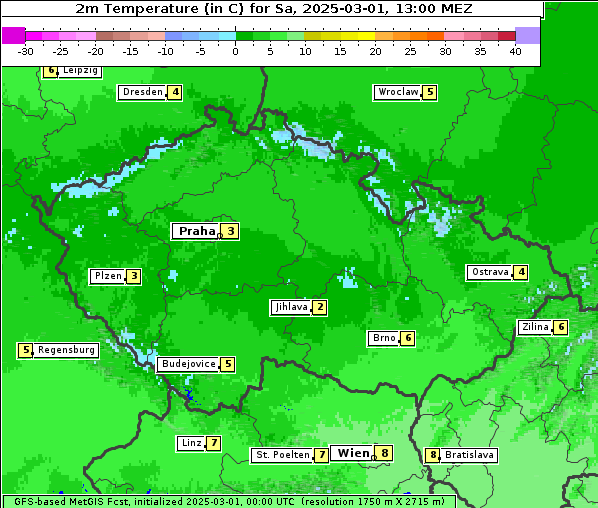 Temperatur, 1. 3. 2025