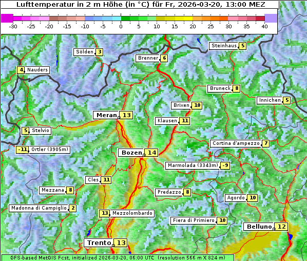 Temperatur, 20. 3. 2026