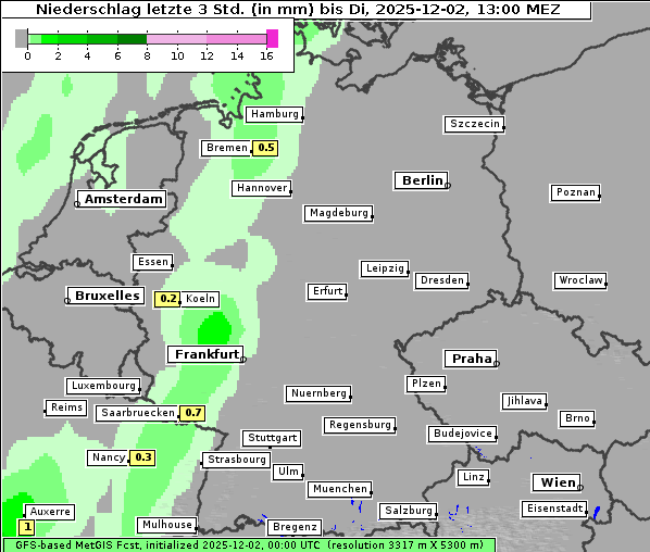 Niederschlag, 2. 12. 2025