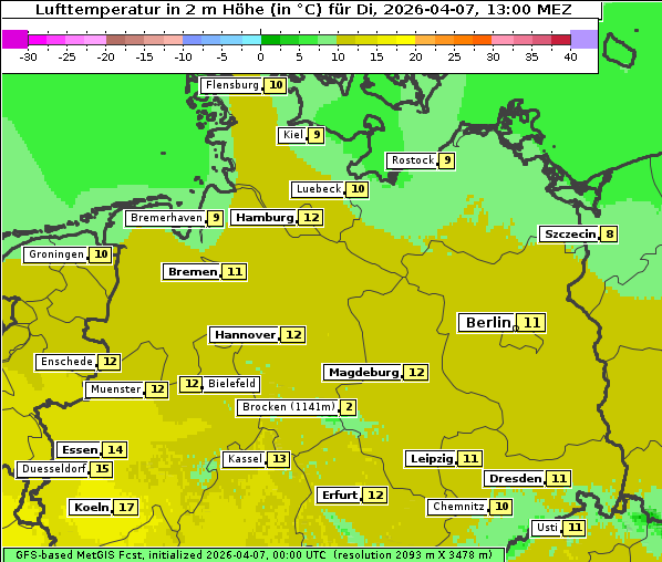 Temperatur, 7. 4. 2026