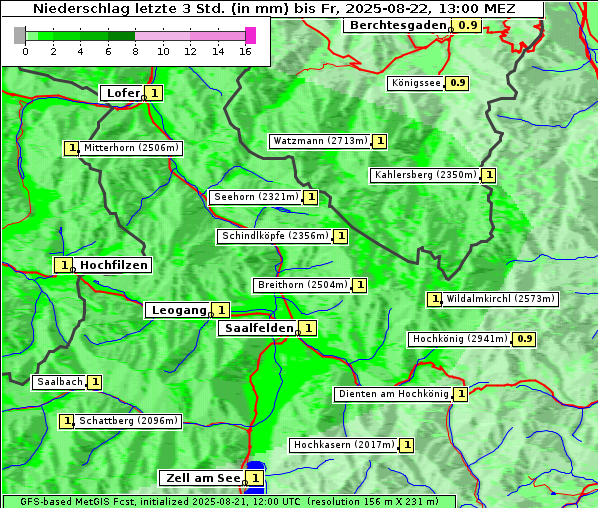 Niederschlag, 22. 8. 2025