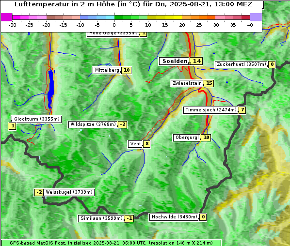 Temperatur, 21. 8. 2025