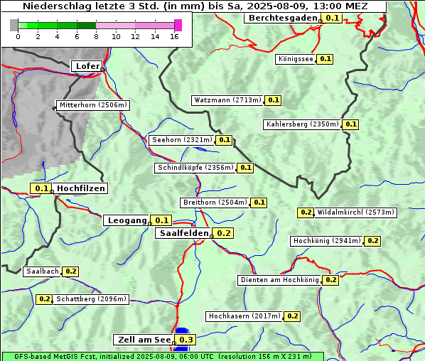 Niederschlag, 9. 8. 2025