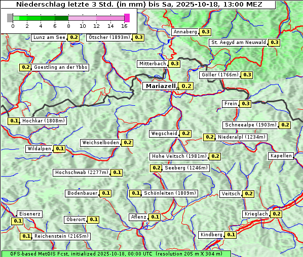 Niederschlag, 18. 10. 2025