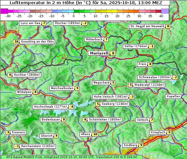 Temperatur, 18. 10. 2025