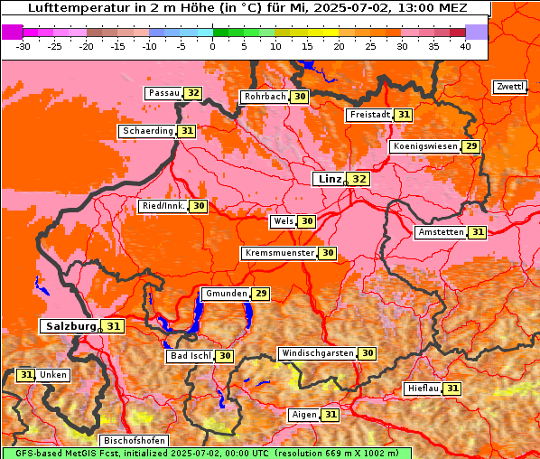 Temperatur, 2. 7. 2025