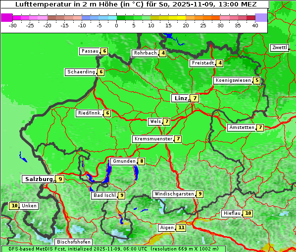 Temperatur, 9. 11. 2025