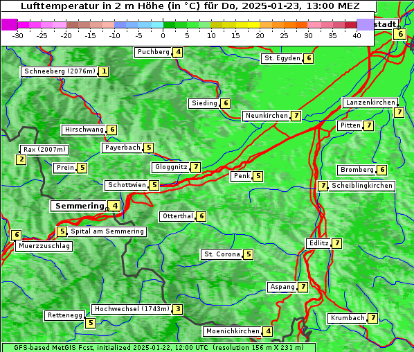 Temperatur, 23. 1. 2025