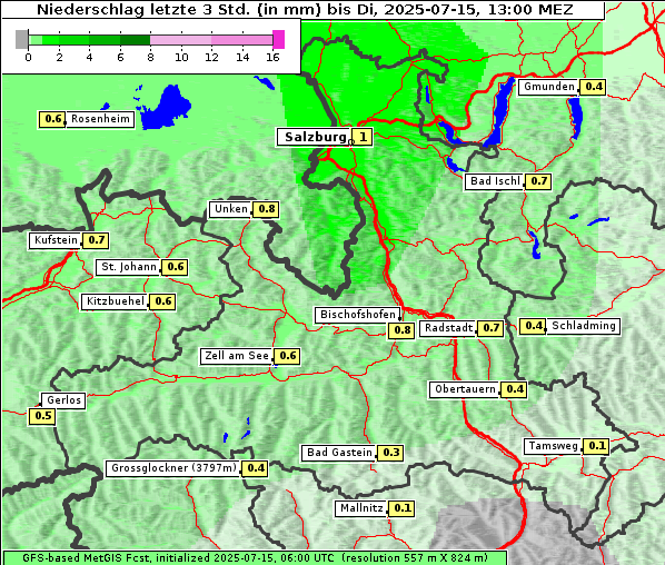 Niederschlag, 15. 7. 2025