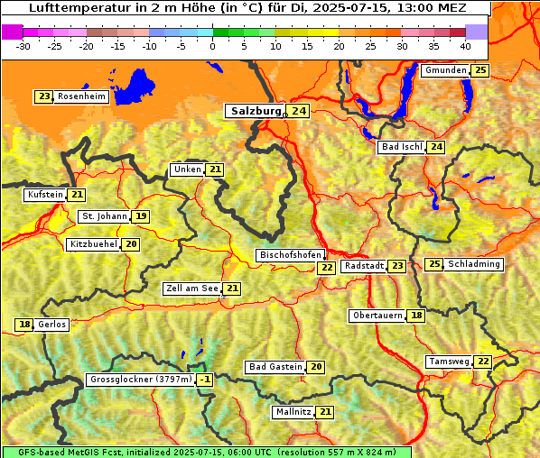 Temperatur, 15. 7. 2025