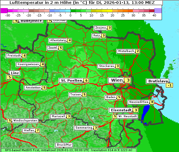 Temperatur, 13. 1. 2026