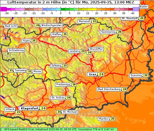 Temperatur, 15. 9. 2025