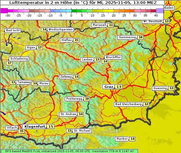 Temperatur, 5. 11. 2025