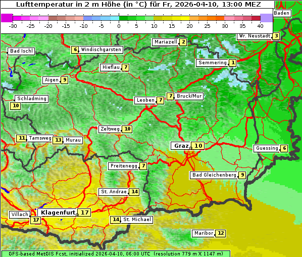 Temperatur, 10. 4. 2026