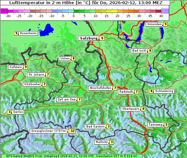 Temperatur, 12. 2. 2026