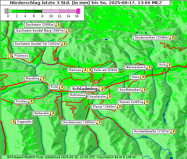 Niederschlag, 17. 8. 2025