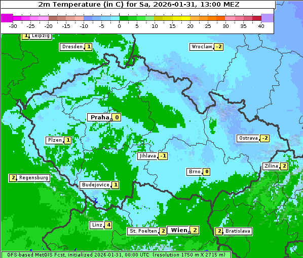 Temperatur, 31. 1. 2026