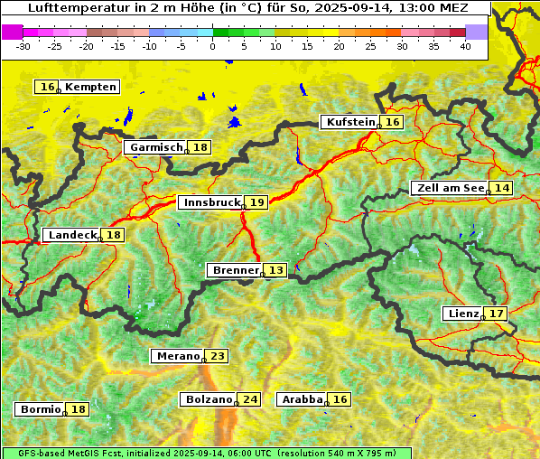 Temperatur, 14. 9. 2025