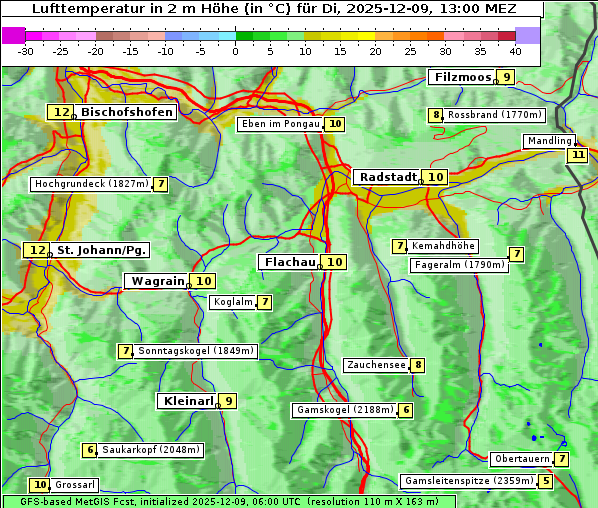 Temperatur, 9. 12. 2025
