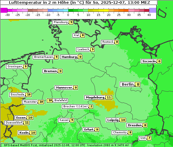 Temperatur, 7. 12. 2025