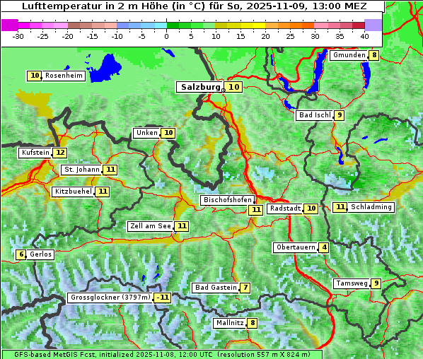 Temperatur, 9. 11. 2025