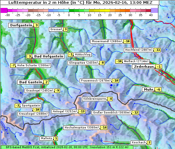Temperatur, 16. 2. 2026