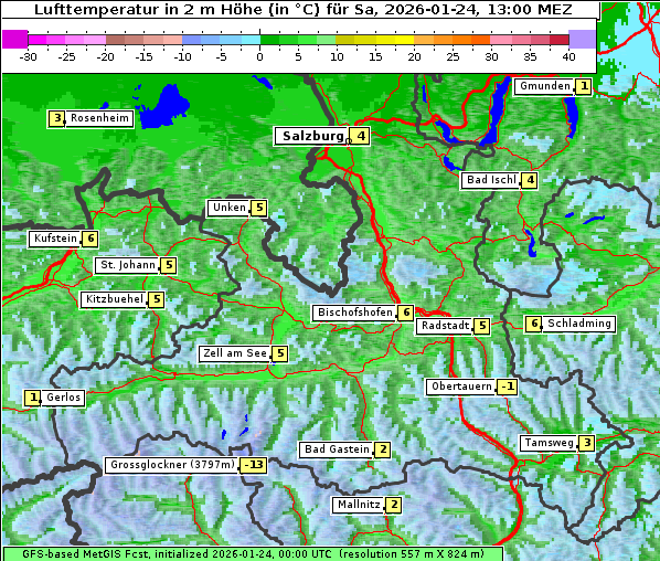 Temperatur, 24. 1. 2026