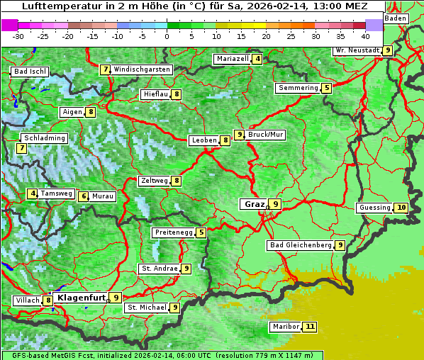 Temperatur, 14. 2. 2026