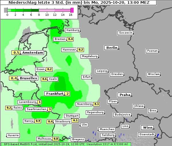 Niederschlag, 20. 10. 2025