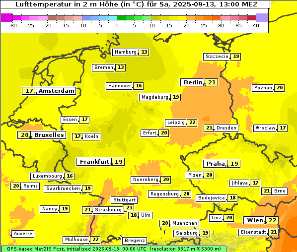 Temperatur, 13. 9. 2025