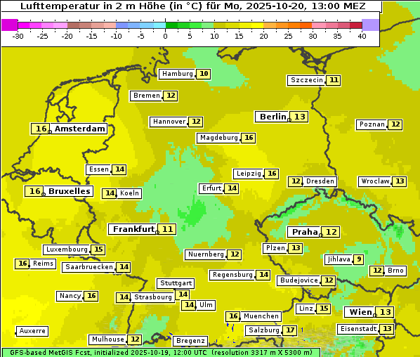 Temperatur, 20. 10. 2025