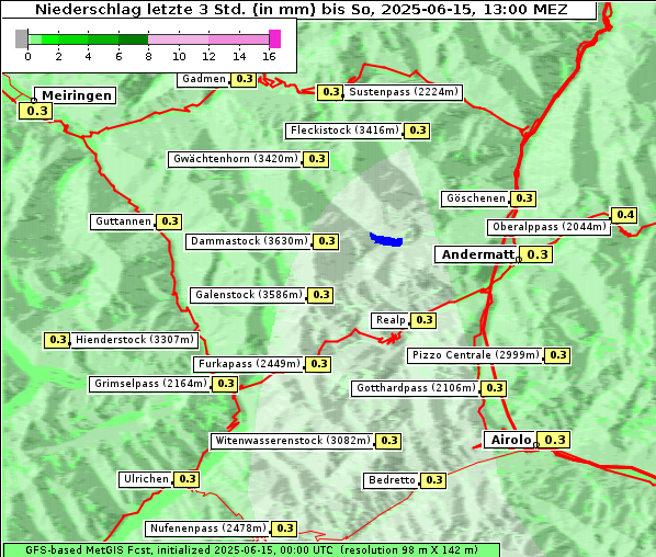 Niederschlag, 15. 6. 2025