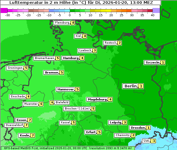 Temperatur, 20. 1. 2026