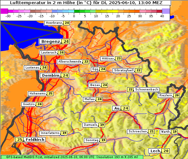 Temperatur, 10. 6. 2025
