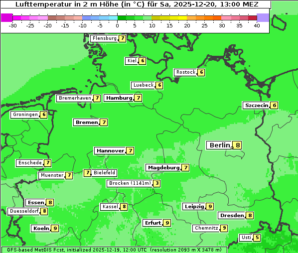 Temperatur, 20. 12. 2025