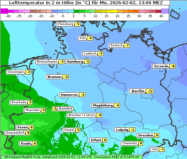Temperatur, 2. 2. 2026