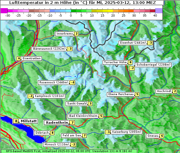 Temperatur, 12. 3. 2025