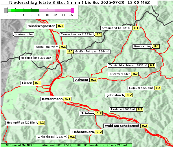 Niederschlag, 20. 7. 2025