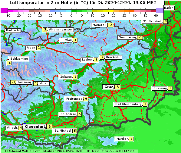 Temperatur, 24. 12. 2024