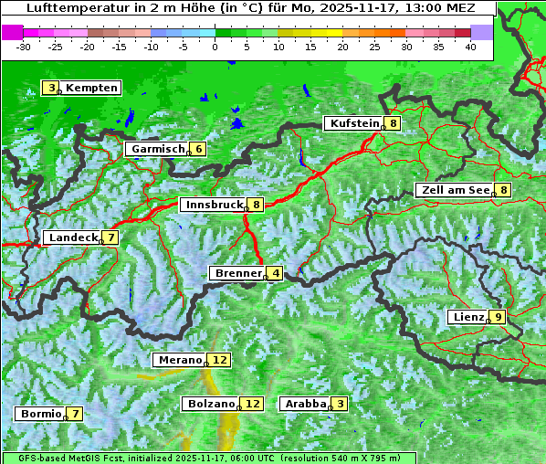 Temperatur, 17. 11. 2025