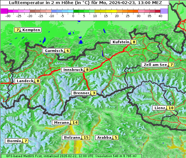 Temperatur, 23. 2. 2026
