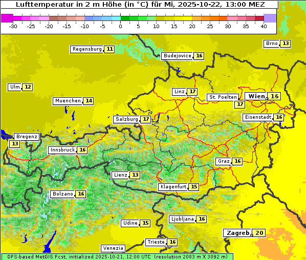 Temperatur, 22. 10. 2025