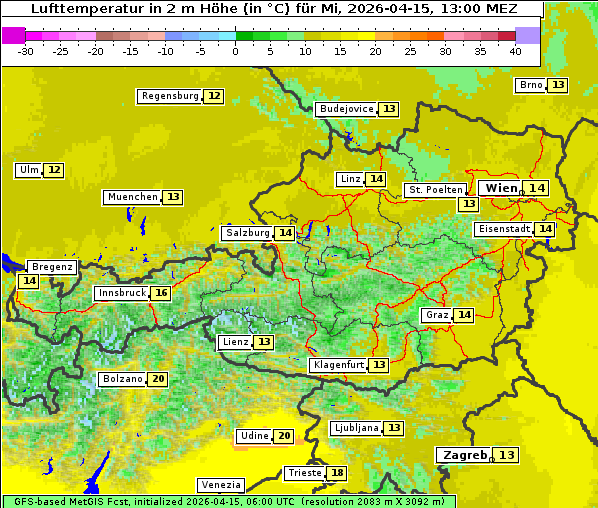 Temperatur, 15. 4. 2026